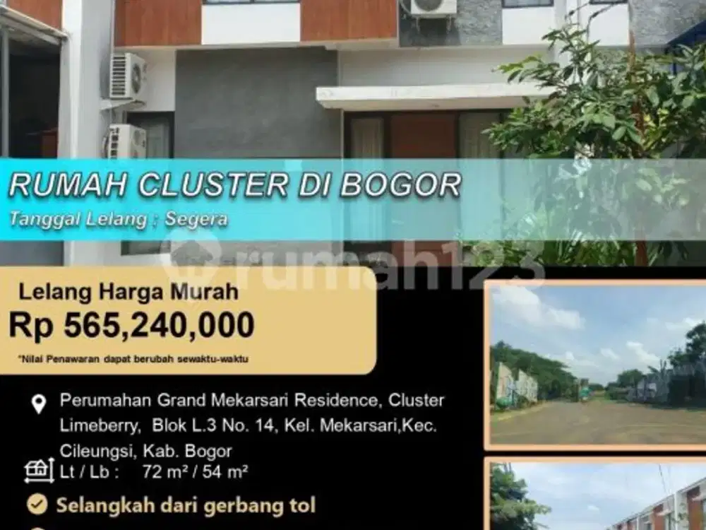 Rumah Cluster Modern 2 Lantai Nyaman di Bogor