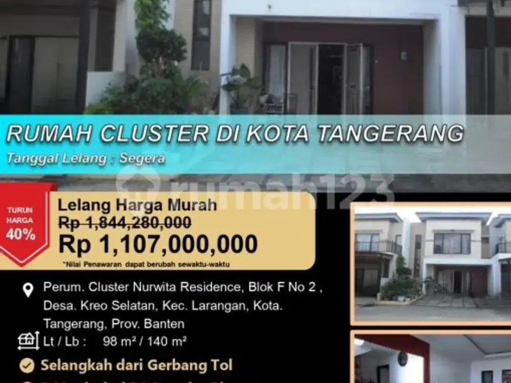 Rumah Cluster 2 Lantai Modern Minimalis di Tangerang