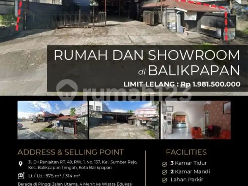 Rumah dan Showroom Luas Strategis di Balikpapan