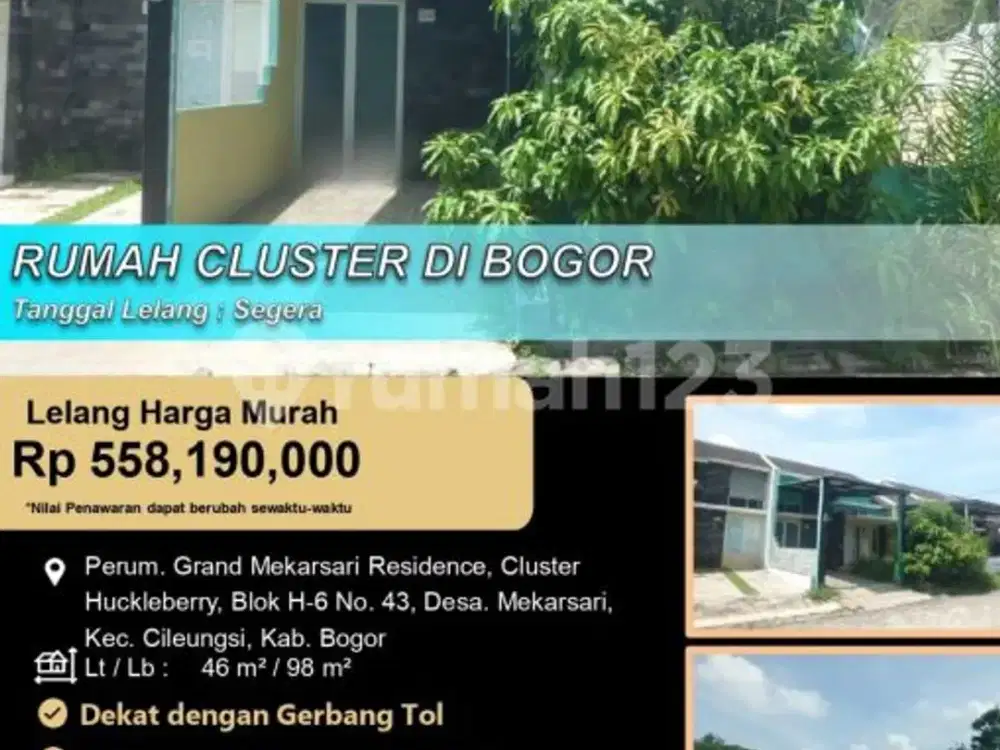Rumah Cluster Nyaman Minimalis Siap Huni di Bogor