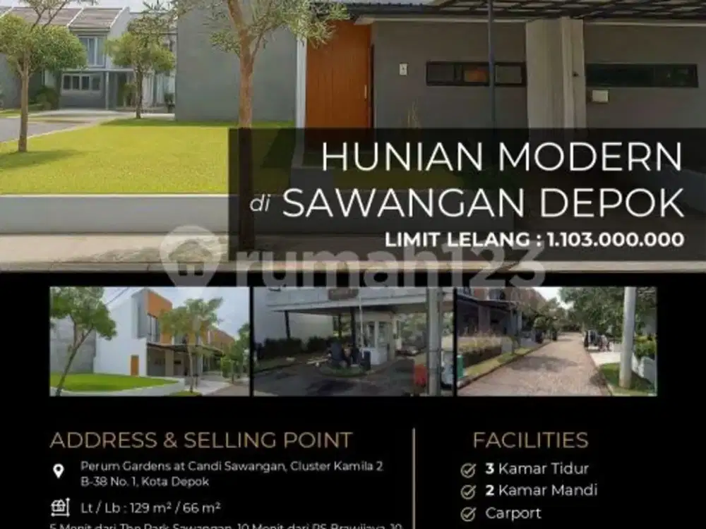 Rumah Minimalis Modern 2 Lantai Nyaman Aman di Sawangan Depok