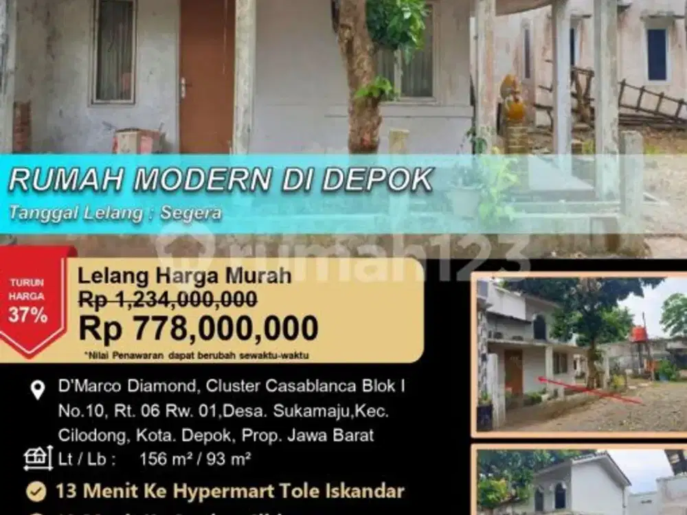 Rumah Modern 3 Lantai Minim Renovasi di Depok