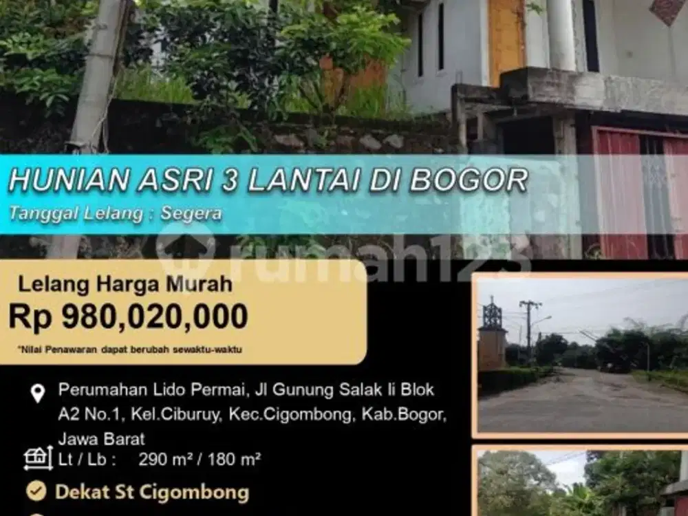 Hunian Asri 3 Lantai Megah dan Luas di Bogor
