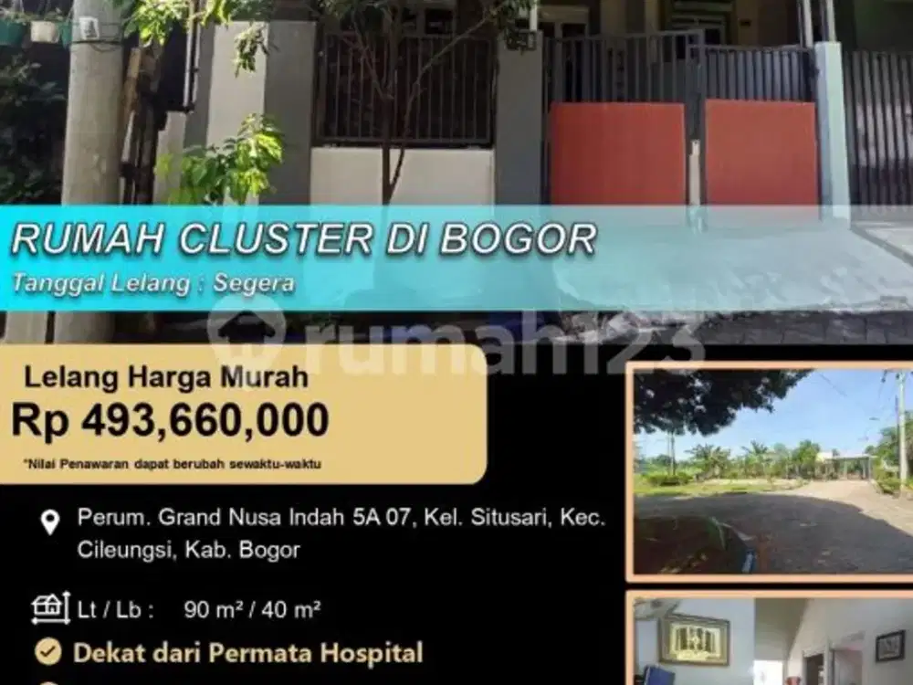 Rumah Cluster Nyaman Asri Aman di Cileungsi
