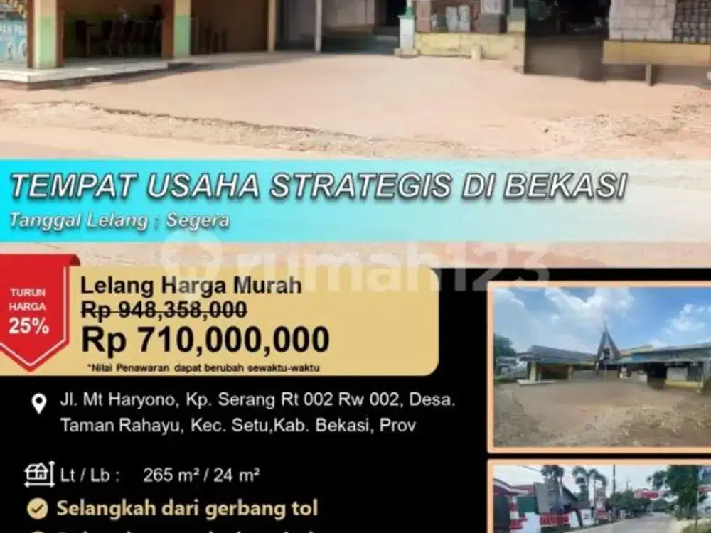 Tempat Usaha Letak Strategis Cocok untuk Rumah Makan di Bekasi