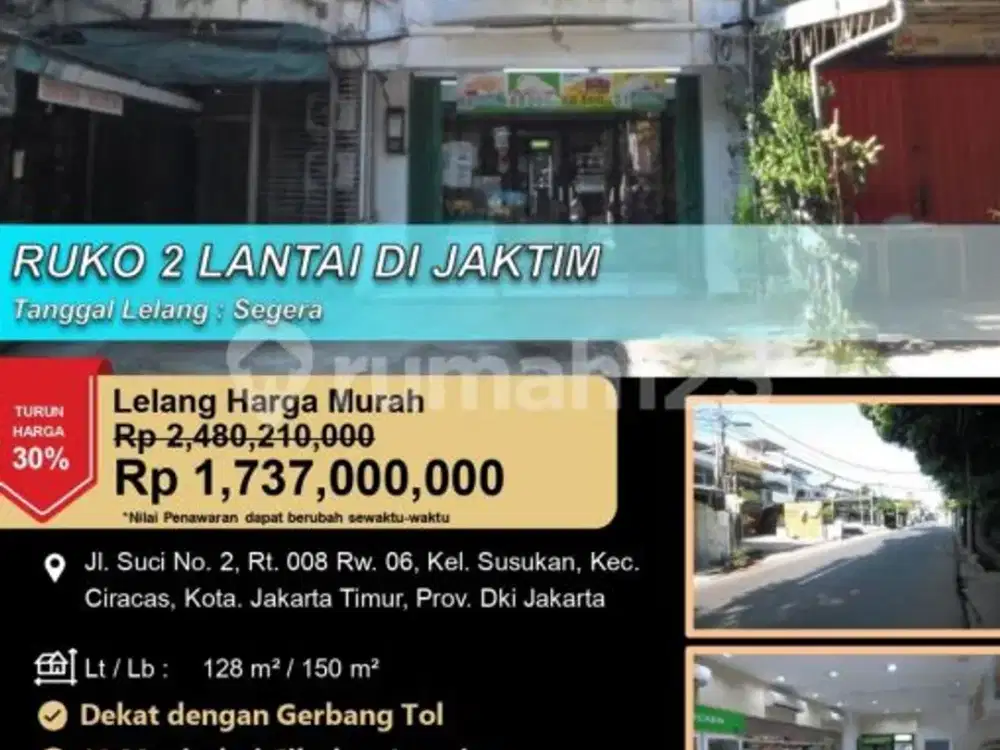 Ruko 2 Lantai di Lokasi Strategis Pusat Keramaian di Ciracas