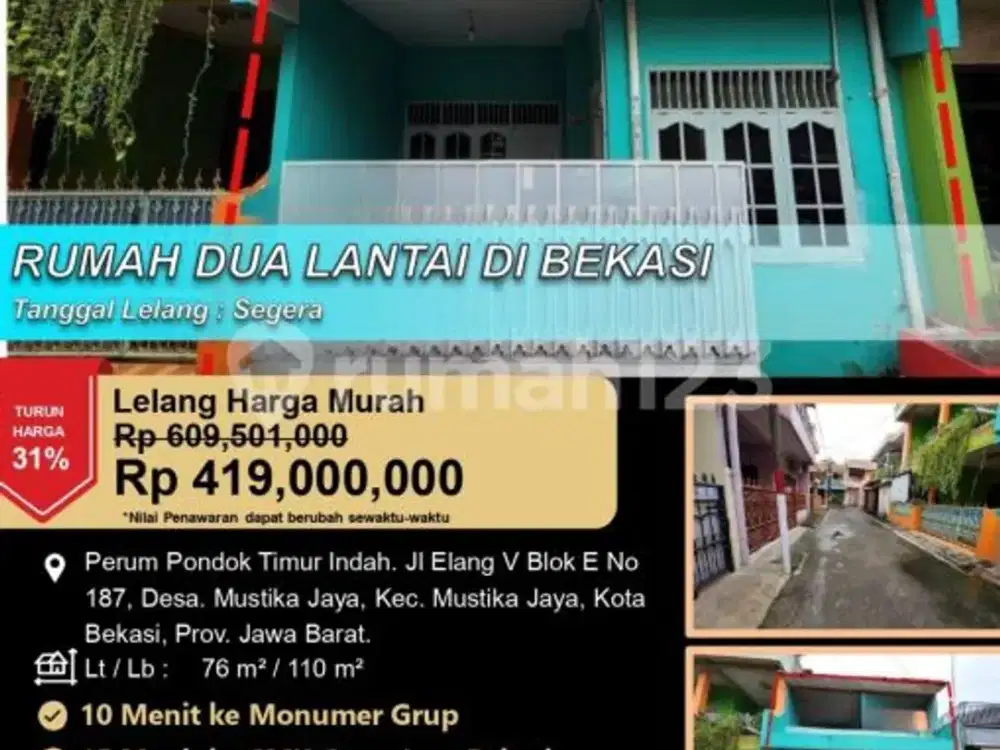 Rumah 2Lantai Tengah Pemukiman Nyaman dan Murah di Bekasi