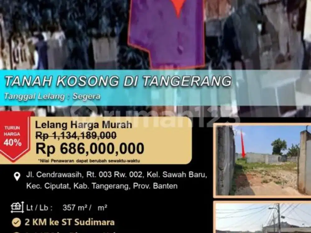 Tanah Kosong Letak Strategis Cocok untuk Investasi