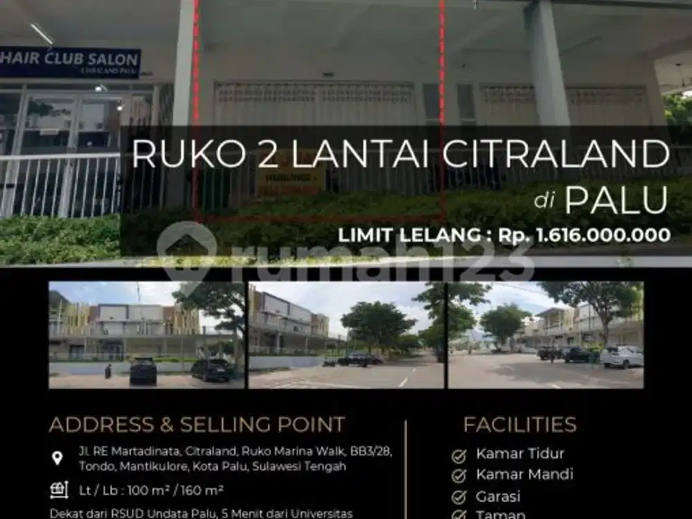 Ruko 2 Lantai Lokasi Strategis di Tengah Kota Palu