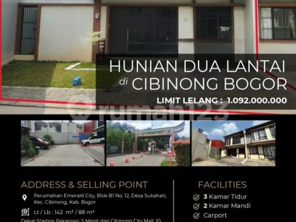 Rumah Modern 2 Lantai Posisi Jalan di Cibinong