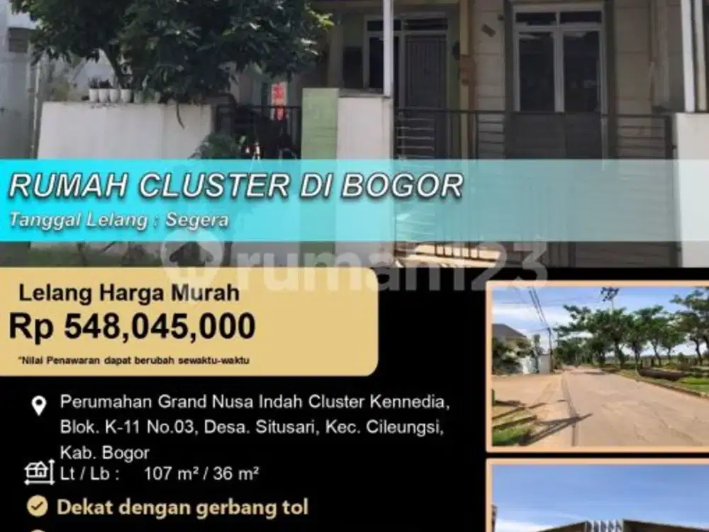 Rumah Cluster Minimalis Siap Huni di Bogor