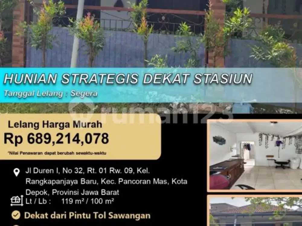 Hunian Nyaman Letak Strategis di Dekat Stasiun Depok