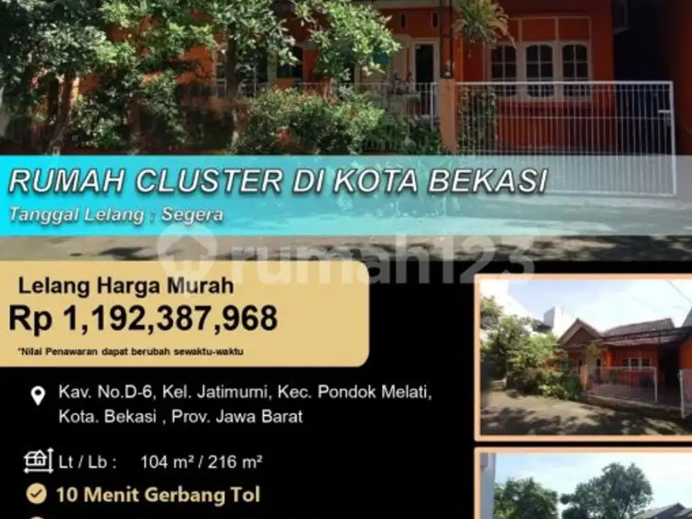 Rumah 1 Lantai Nyaman dan Asri di Kota Bekasi