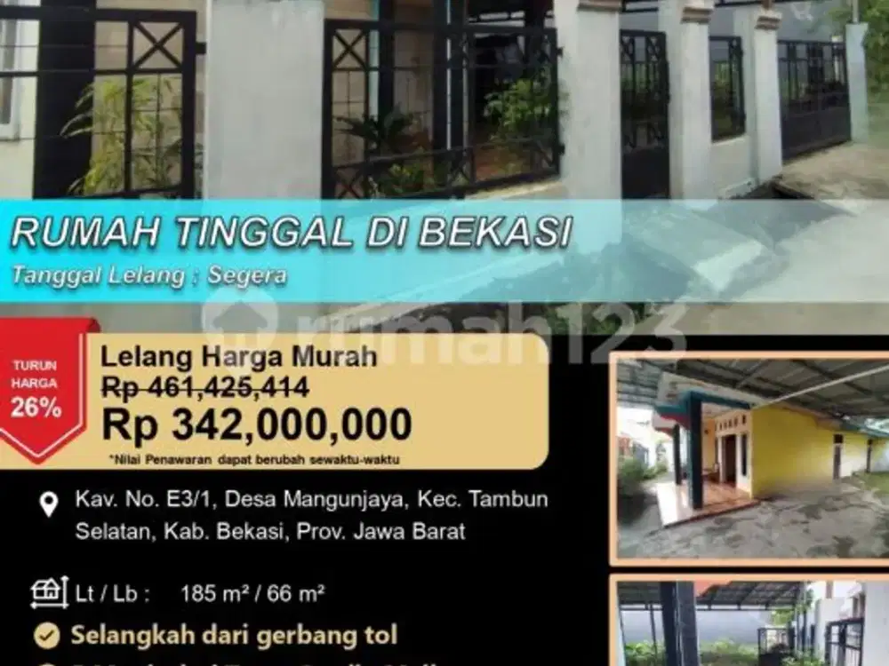 Rumah Tinggal yang Luas Nyaman di Bekasi