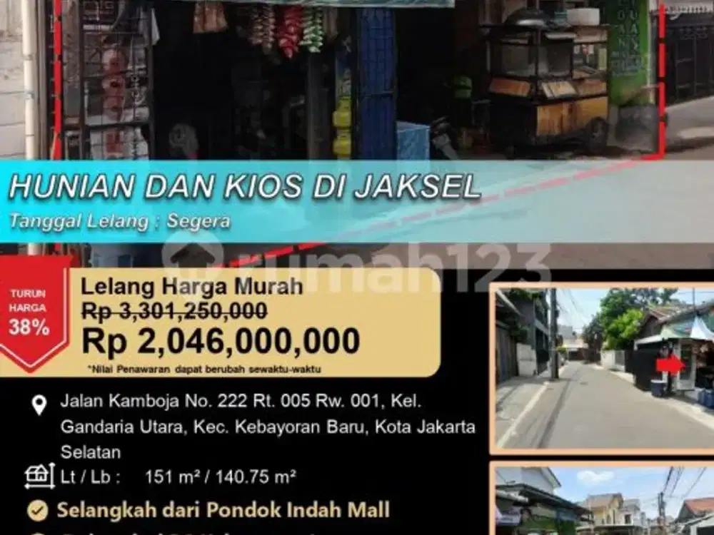 Ruko Kios 1 Lantai di Tengah Kota dan Ramai di Kebayoran Baru