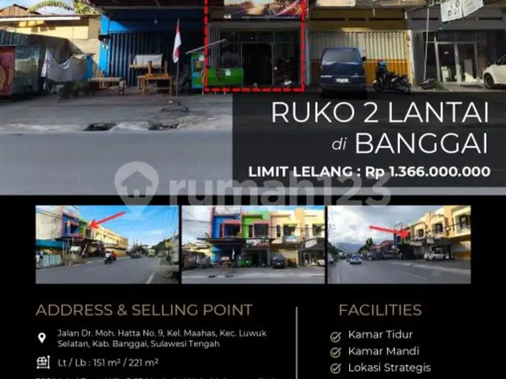 Ruko 2 Lantai Strategis di Banggai Sulawesi Tengah