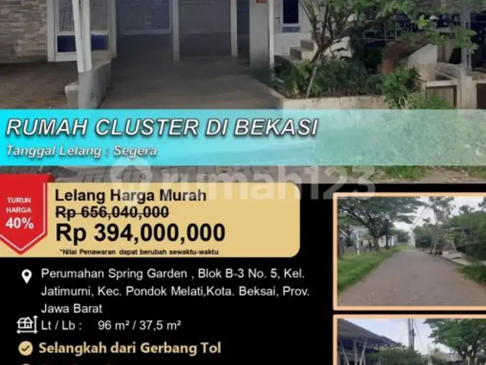 Rumah Cluster Siap Huni Bagus Nyaman di Bekasi