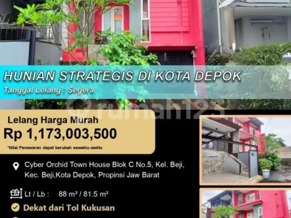 Rumah Modern 3 Lantailetak Strategis di Kota Depok