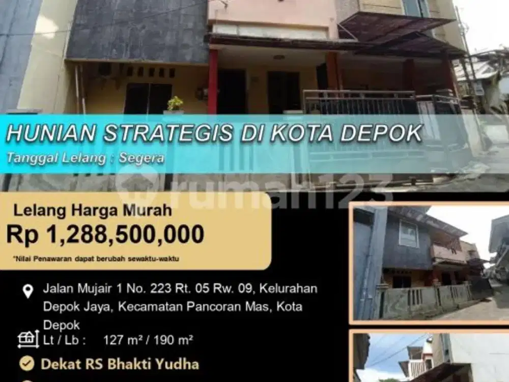 Rumah 3 Lantai Letak Strategis Kota Depok