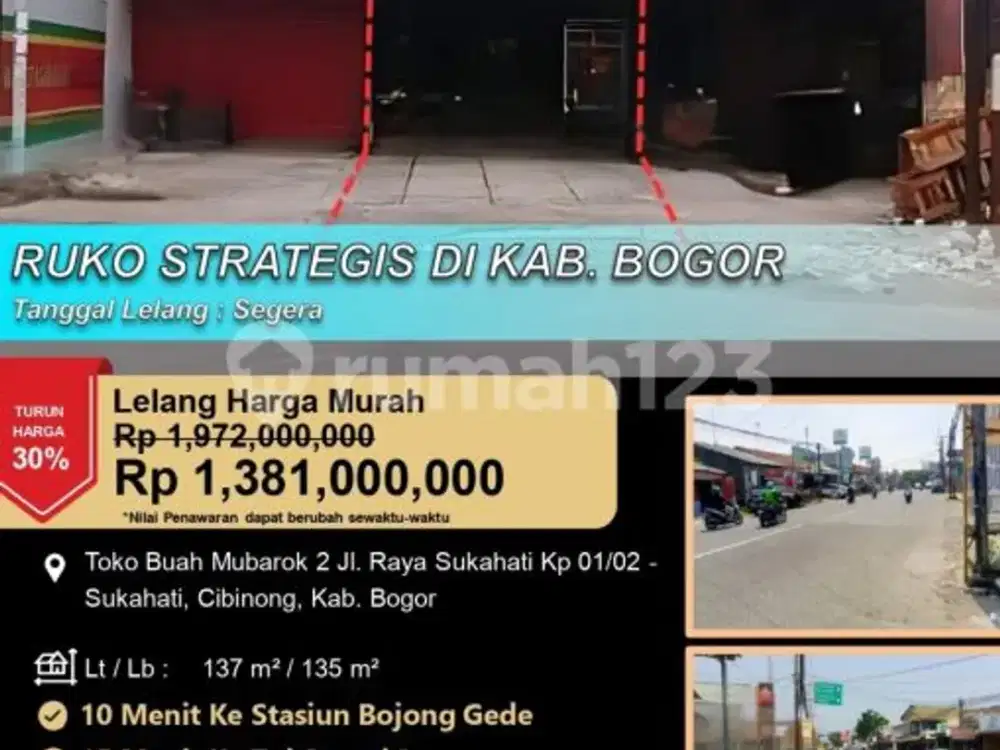 Ruko 2 Lantai Letak Strategis di Cibinong Bogor