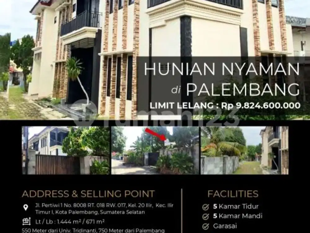 Hunian Mewah 2 Lantai Nyaman dan Eksklusive di Palembang
