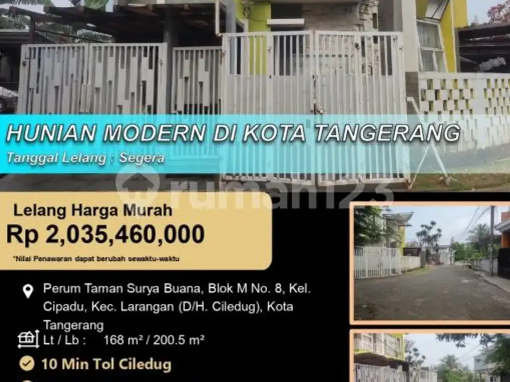 Hunian Modern 2 Lantai Letak Hoek di Tangerang