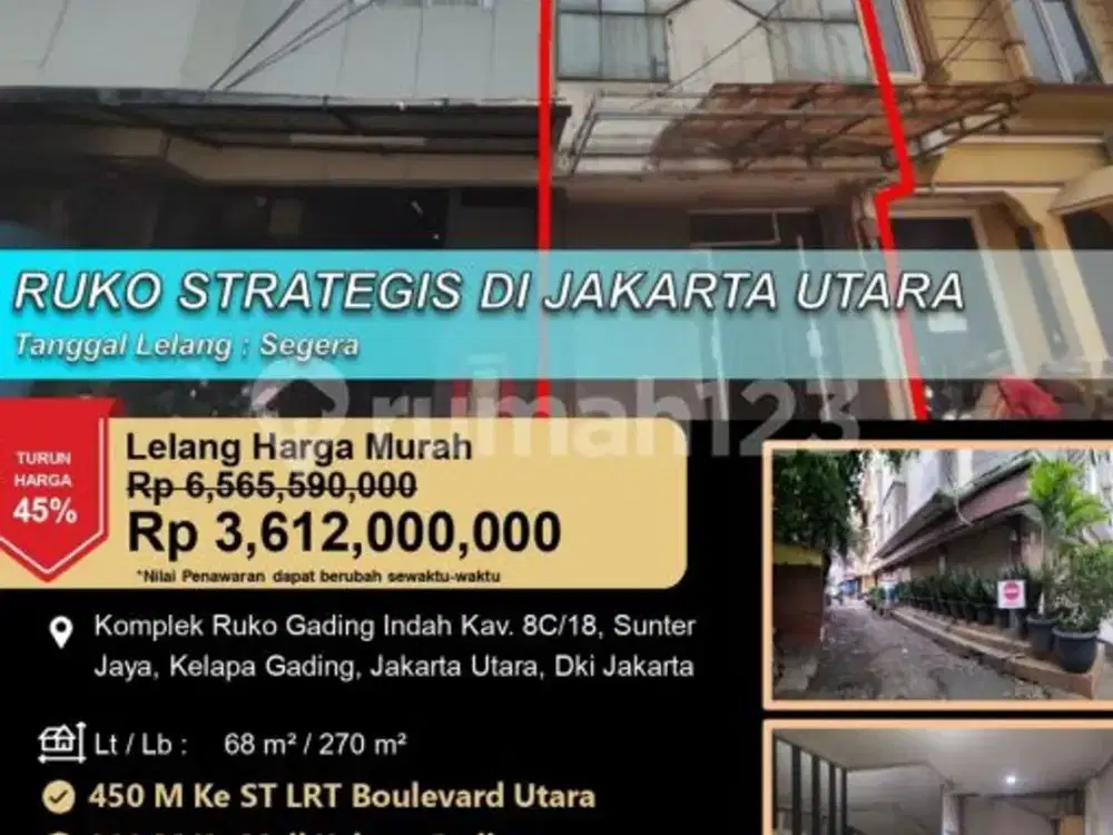 Ruko 4 Lantai Strategis di Kelapa Gading Jakarta Utara
