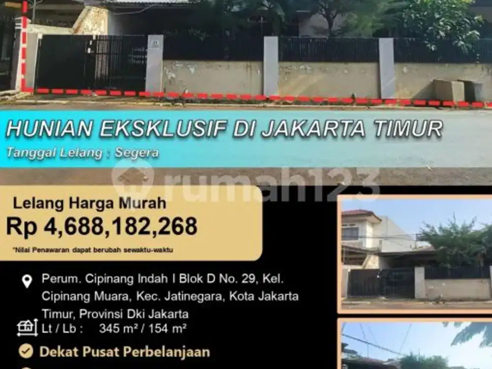 Rumah Hunian Eksklusive Luas di Jatinegara Jakarta Timur