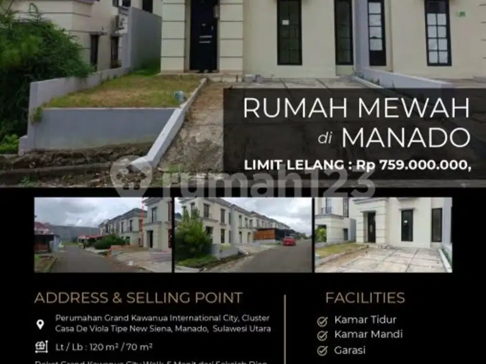 Rumah 2 Lantai Mediterania Strategis di Manado