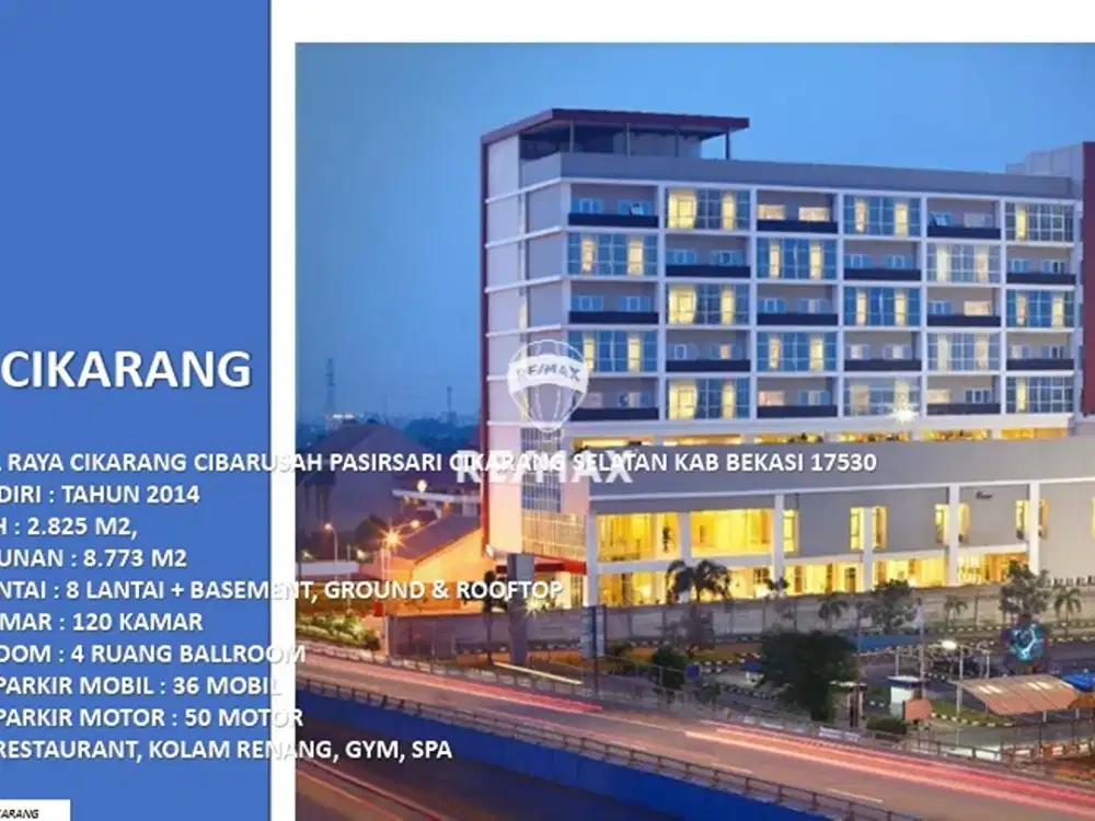 DIJUAL HOTEL BERBINTANG DAN MASIH BEROPRASI DI DAERAH CIKARANG SELATAN