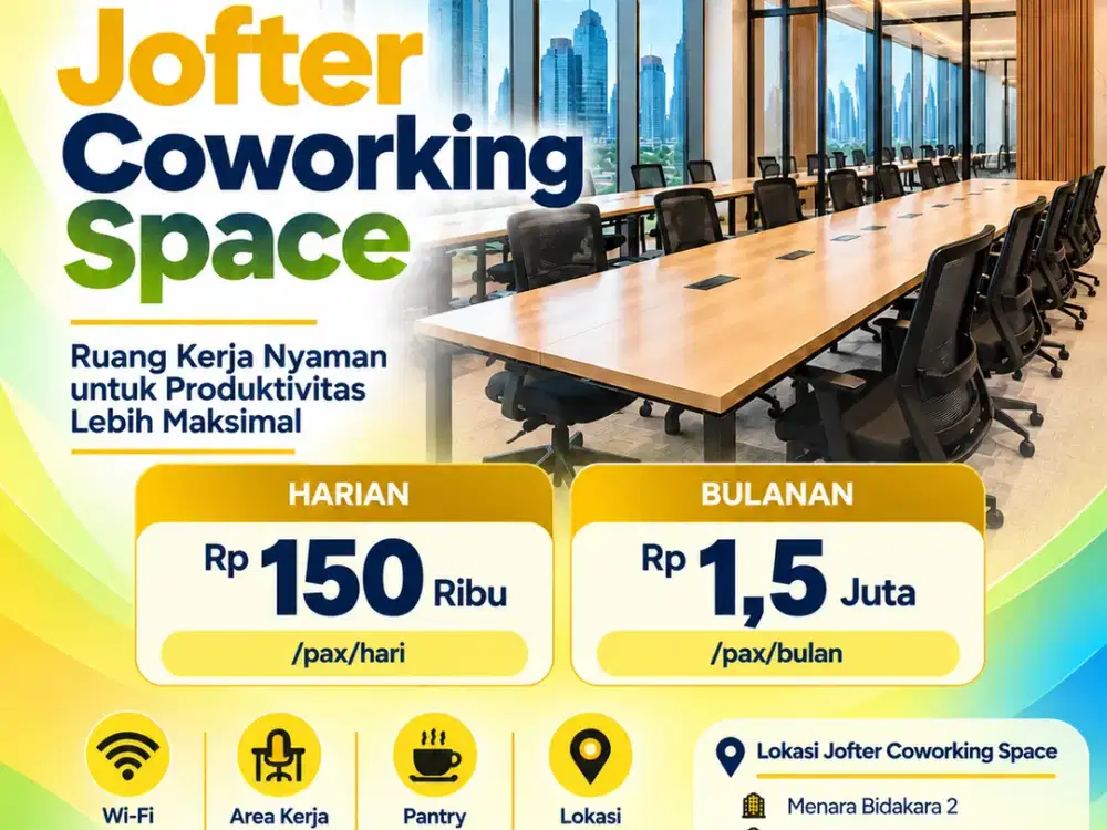 Coworking Space Jakarta & Bekasi – Rp150 Ribu/Hari | Rp1,5 Juta/Bulan