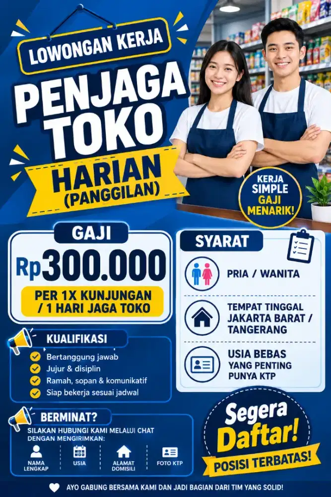 Lowongan Kerja Bantu Jaga Toko Harian (Panggilanl