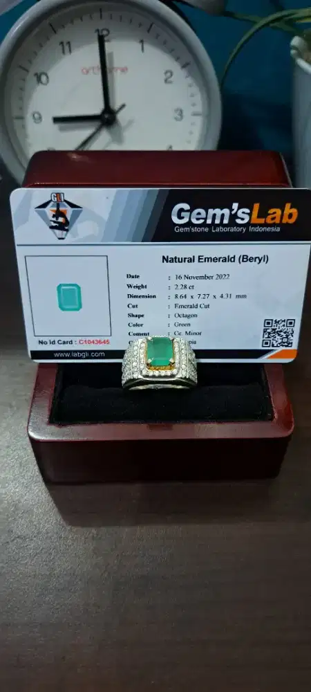 Cincin permata emerald ring perak
