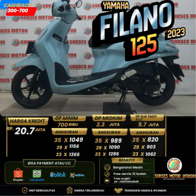 YAMAHA FILANO NEO 2023 PLAT JAKARTA BISA CASH DAN KREDIT ATAU PAYMENT