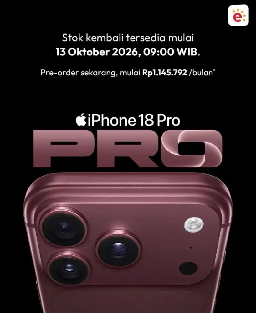 Pre Order iPhone 18 Pro 13 Oktober!! stok terbatas