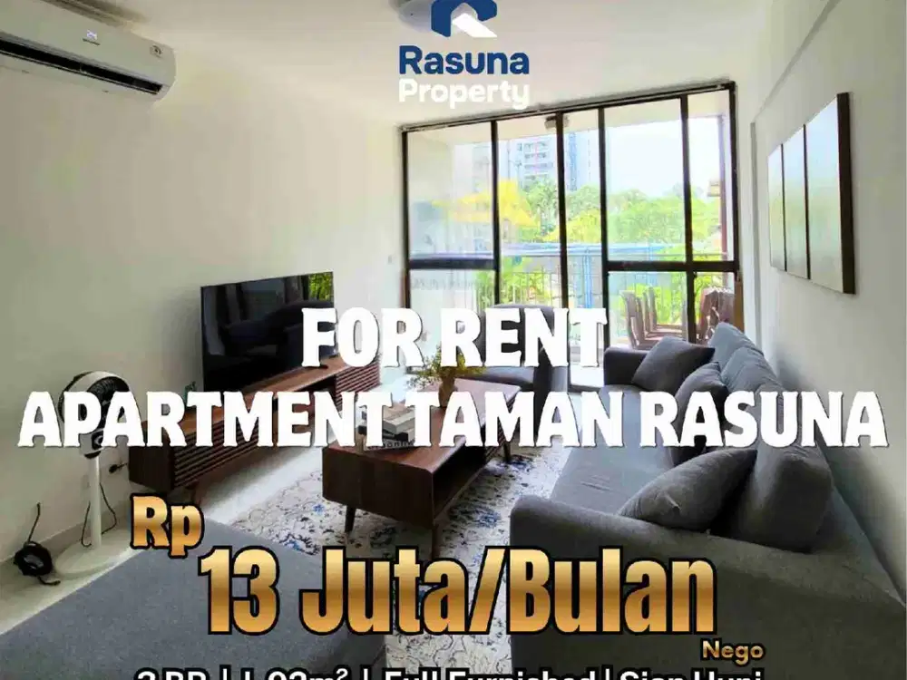 New Listing, Disewakan, Apartment Taman Rasuna , 3 BR, L 92m², Full Furnished, Siap Huni