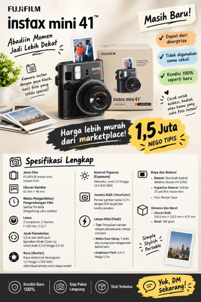 Dijual kamera Fujifilm instax mini 41