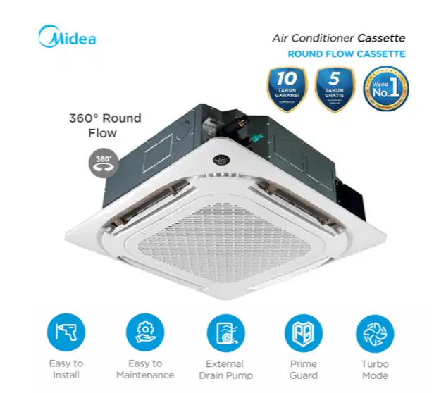 Midea AC Cassette Standard 2 PK Round Flow - MCFO-20CRN8