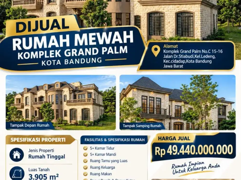 DIJUAL AYDA RUMAH KOMPLEK GRAND PALM KOTA BANDUNG
