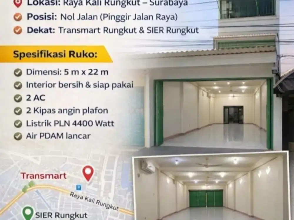 DISEWAKAN - RUKO STRATEGIS - RAYA KALIRUNGKUT SURABAYA