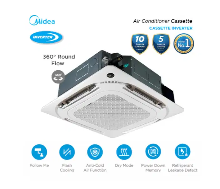 Midea AC Round Cassette Inverter 2 PK - MCD 18CRDN2 + MOUX 18CRDN2