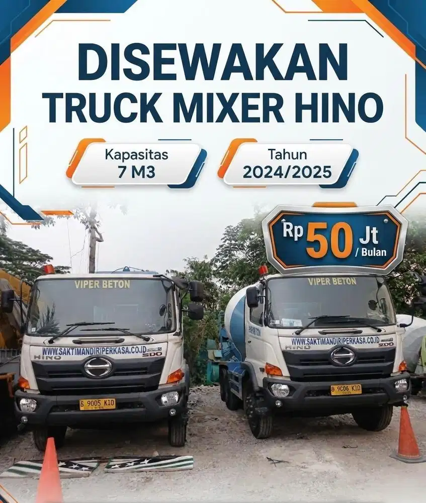 Disewakan Truk Mixer Hino Tahun 2024/2025