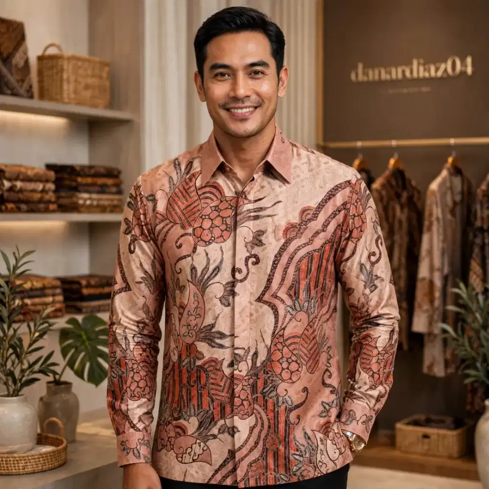 Kemeja batik sutra tulis asli premium