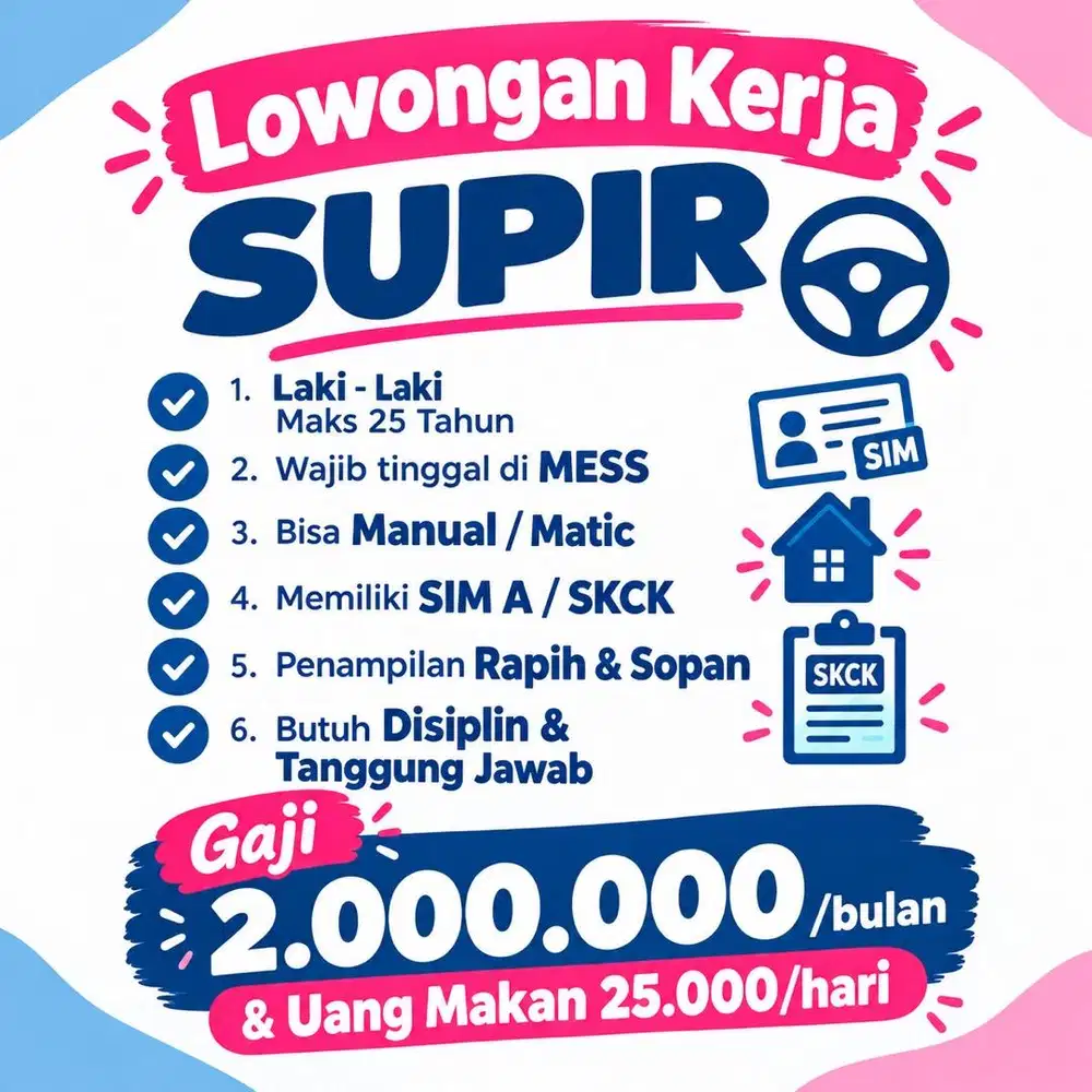 SUPIR ANTAR JEMPUT!! MAKSIMAL UMUR 25 Tahun