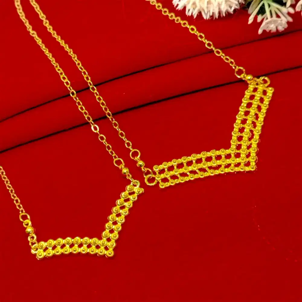 Kalung bunga lapis emas 24k