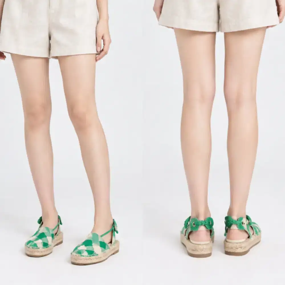 STRADIVARIUS SEPATU SANDAL CHECKERED ESPADRILLE ASLI ORIGINAL BARU