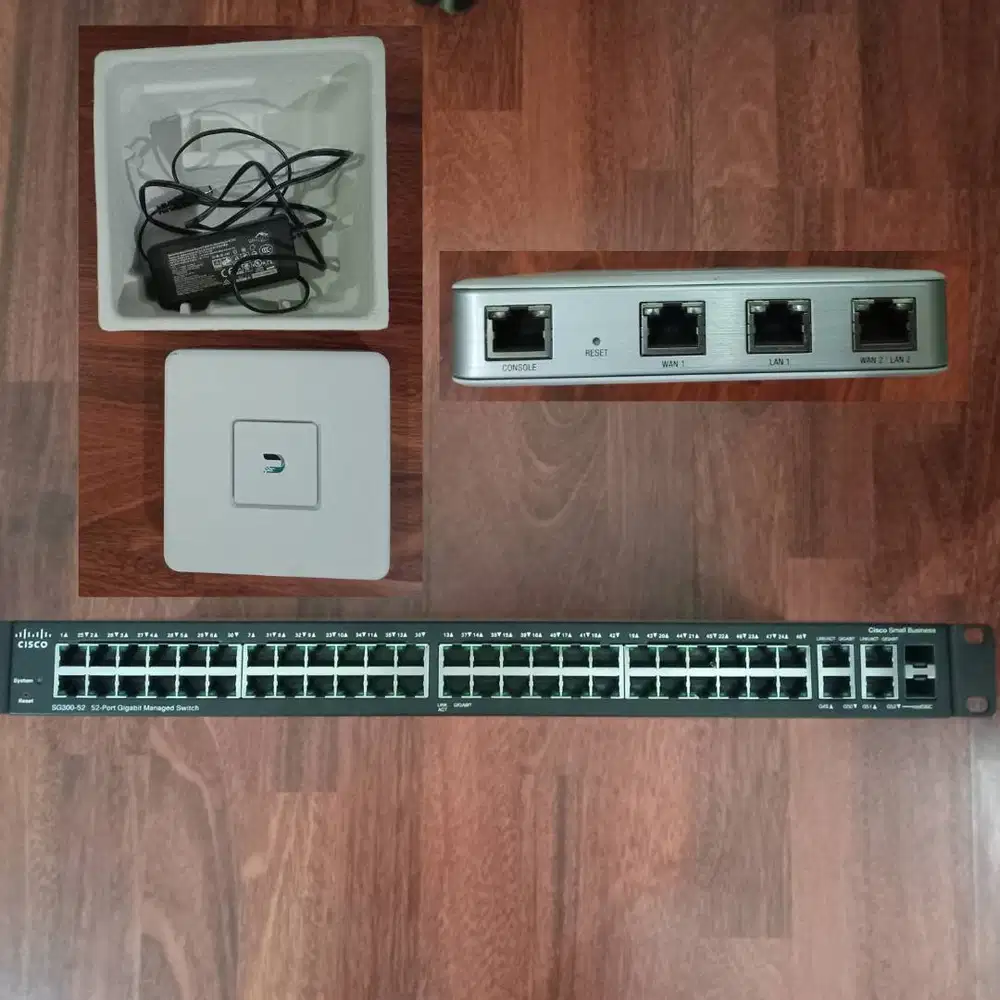 Paket Switch Hub Gigabit Cisco SG300-52 + Security Gateway Ubiquiti