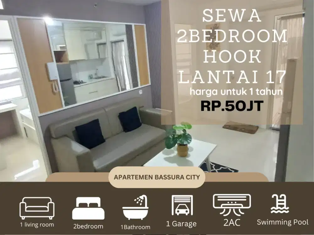 sewa 2kamar besar full furnish tower terbaru apartemen bassura city