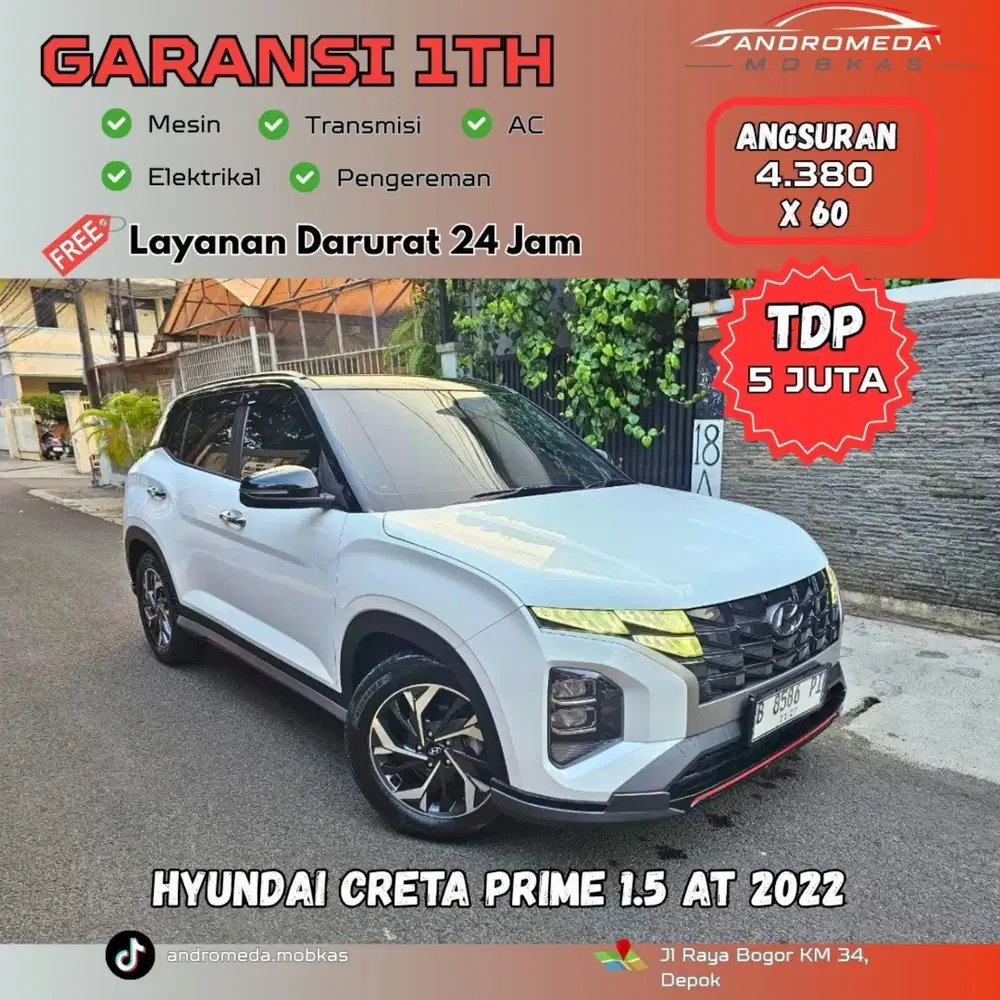 TDP TERMURAH 5 JT HYUNDAI CRETA PRIME 1.5 AT 2022 KONDISI ISTIMEWA