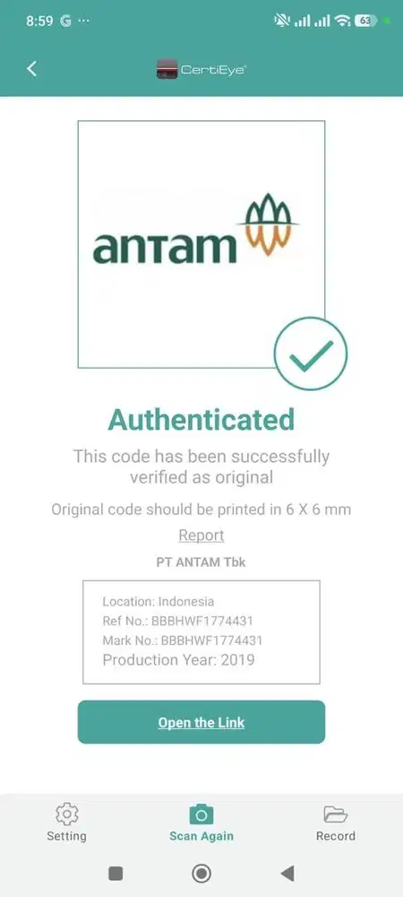 Antam 25 gr , tahun 2019